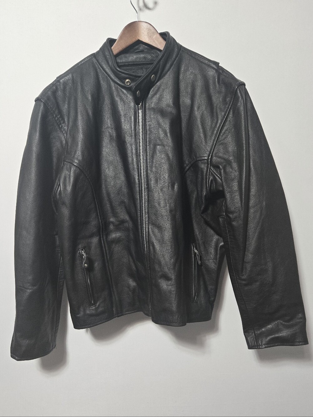Hot Leathers Men's Black Leather Motorcycle Jacket Biker Riding Coat 48 XL